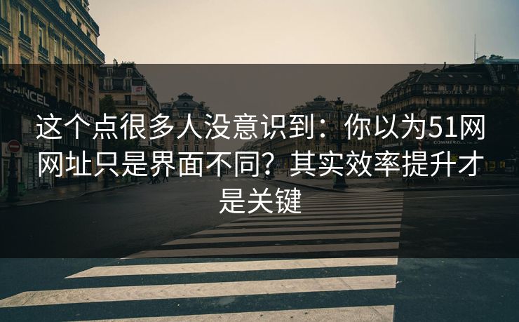 这个点很多人没意识到：你以为51网网址只是界面不同？其实效率提升才是关键