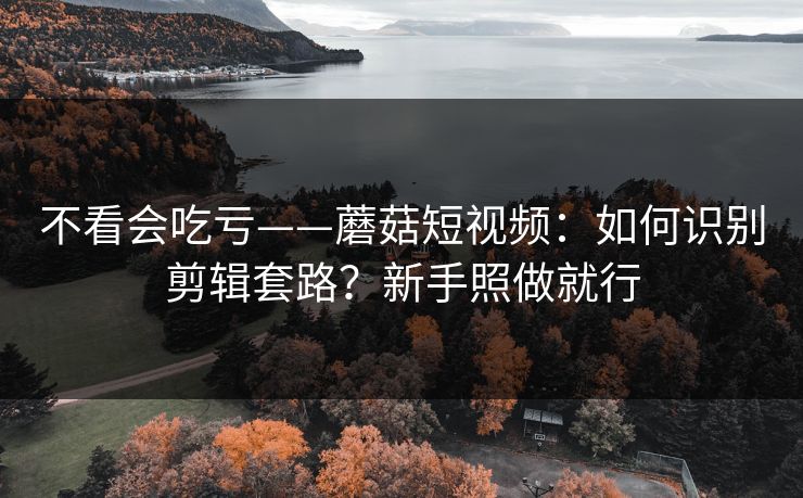 不看会吃亏——蘑菇短视频：如何识别剪辑套路？新手照做就行
