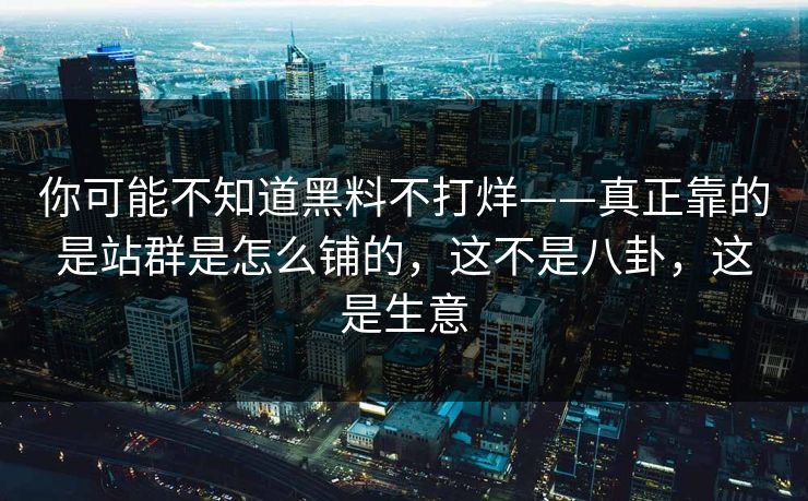 你可能不知道黑料不打烊——真正靠的是站群是怎么铺的，这不是八卦，这是生意